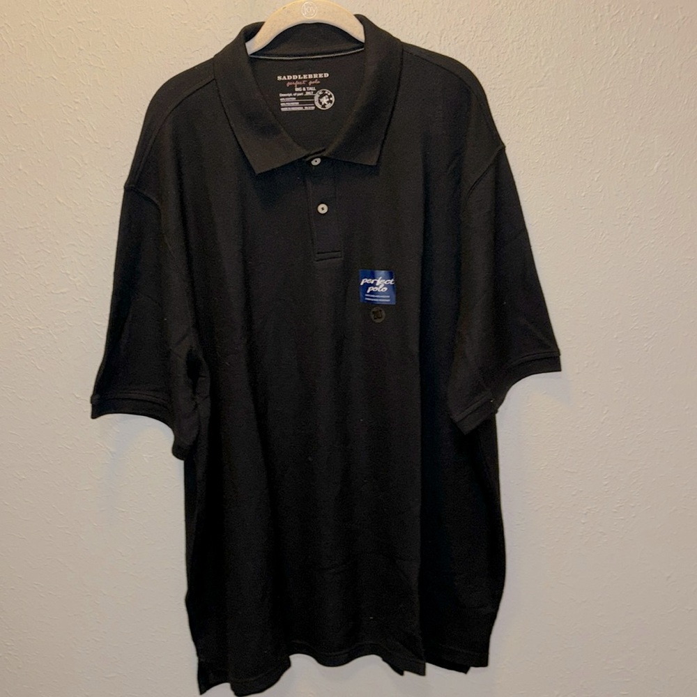 Saddlebred Black Perfect Polo Shirt Easy Care Relaxed Fit Men’s Sz 2X NWT